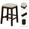 TOPMAX 4 Pieces Counter Height Table with Fabric Padded Stools; Rustic Bar Dining Set with Socket; Brown