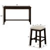 TOPMAX 4 Pieces Counter Height Table with Fabric Padded Stools; Rustic Bar Dining Set with Socket; Brown