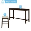 TOPMAX 4 Pieces Counter Height Table with Fabric Padded Stools; Rustic Bar Dining Set with Socket; Brown