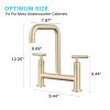 Double Handle Bridge Kitchen Faucet In Stainless Steel