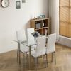 4-seat simple rectangular cylindrical leg table tempered glass stainless steel clear glass 110 * 70 * 75cm N201(Replace encoding13029115)