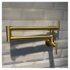 Gold Pot Filler Faucet Wall Mount Kitchen Folding Faucet with Double Joint Swing Arms; Two Handle Design