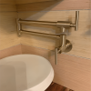 Gold Pot Filler Faucet Wall Mount Kitchen Folding Faucet with Double Joint Swing Arms; Two Handle Design