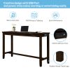 TOPMAX 4 Pieces Counter Height Table with Fabric Padded Stools; Rustic Bar Dining Set with Socket; Brown