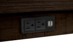 TOPMAX 4 Pieces Counter Height Table with Fabric Padded Stools; Rustic Bar Dining Set with Socket; Brown