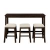 TOPMAX 4 Pieces Counter Height Table with Fabric Padded Stools; Rustic Bar Dining Set with Socket; Brown