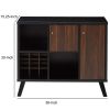 Wooden Wine Bar Storage Cabinet with 2 door cabinet and Storage Cubes; Black And Brown