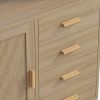 4 Drawers Wooden Cabinet with Rattan Decorative Doors,for Bedroom,Living Room,Dining Room,Hallways,Easy Assembly