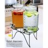 Hammered Glass Double Beverage Drink Dispenser On Stand With Leak Free Spigot, 1 Gallon Each
