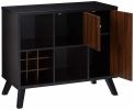 Wooden Wine Bar Storage Cabinet with 2 door cabinet and Storage Cubes; Black And Brown