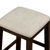 TOPMAX 4 Pieces Counter Height Table with Fabric Padded Stools; Rustic Bar Dining Set with Socket; Brown