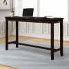 TOPMAX 4 Pieces Counter Height Table with Fabric Padded Stools; Rustic Bar Dining Set with Socket; Brown