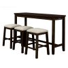 TOPMAX 4 Pieces Counter Height Table with Fabric Padded Stools; Rustic Bar Dining Set with Socket; Brown