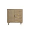 4 Drawers Wooden Cabinet with Rattan Decorative Doors,for Bedroom,Living Room,Dining Room,Hallways,Easy Assembly