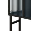 61.61 "High Glass Doors Modern Two-door Cabinet with Featuring Three-tier Storage for Entryway Living Room Bathroom Dining Room